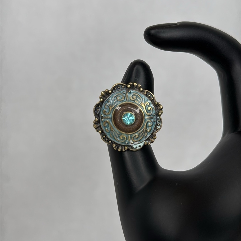 Vintage Round Adjustable Ring with Blue Stone lot D10 - Picture 2 of 9